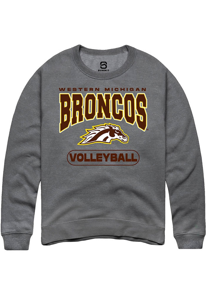 Western Michigan Broncos Mens Grey Volleyball Long Sleeve Crew Sweatshirt