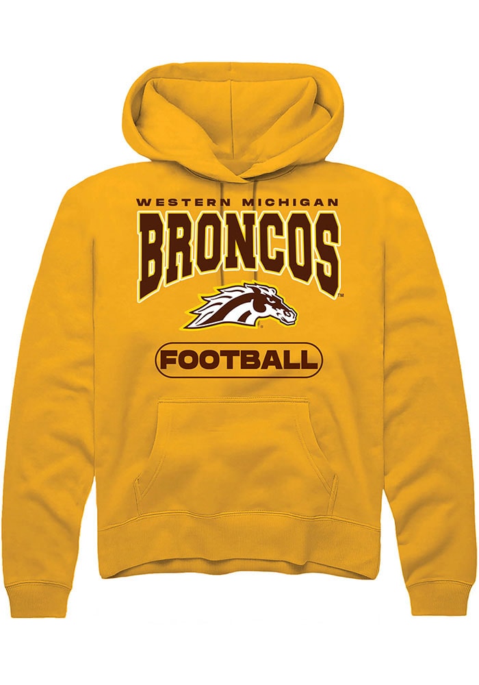 Western Michigan Broncos Mens Gold Football Long Sleeve Hoodie