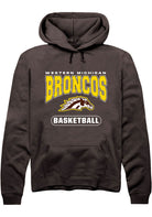 Western Michigan Broncos Mens Brown Basketball Logo Long Sleeve Hoodie