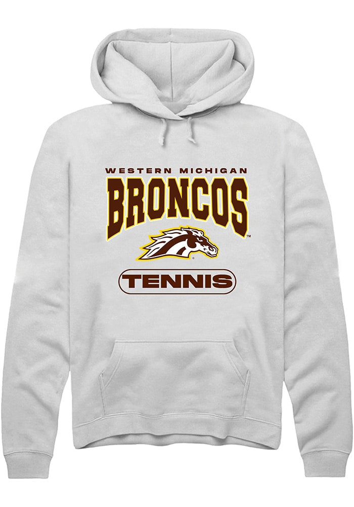 Western Michigan Broncos Mens White Tennis Long Sleeve Hoodie