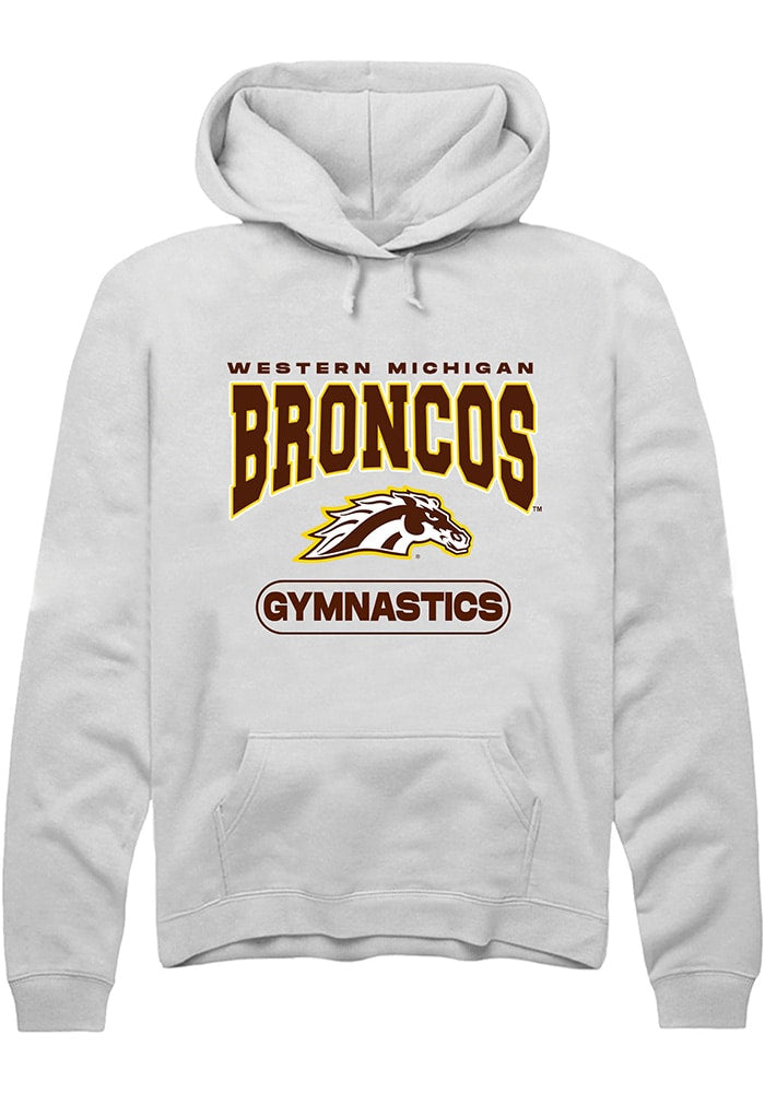 Western Michigan Broncos Mens White Gymnastics Long Sleeve Hoodie
