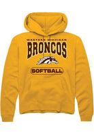 Western Michigan Broncos Mens Gold Softball Long Sleeve Hoodie