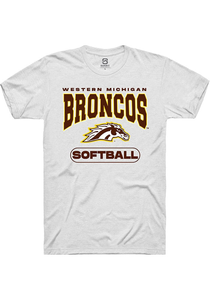 Western Michigan Broncos White Softball Short Sleeve T-Shirt