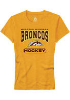 Western Michigan Broncos Womens Gold Hockey Short Sleeve T-Shirt