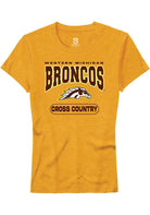 Western Michigan Broncos Womens Gold Cross Country Short Sleeve T-Shirt