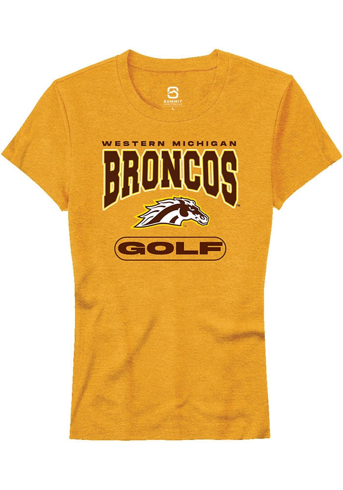 Western Michigan Broncos Womens Gold Golf Short Sleeve T-Shirt