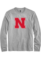 Nebraska Cornhuskers Grey Primary Logo Long Sleeve T-Shirt