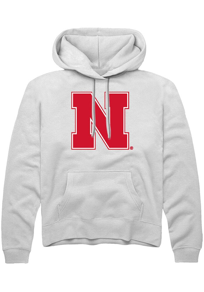 Nebraska Cornhuskers Mens White Primary Logo Long Sleeve Hoodie