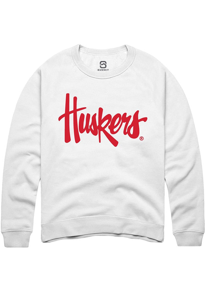 Nebraska Cornhuskers Mens White Alt Logo Long Sleeve Crew Sweatshirt