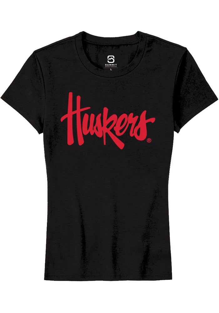 Nebraska Cornhuskers Womens Black Alt Logo Short Sleeve T-Shirt