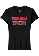 Nebraska Cornhuskers Womens Black Straight Block Short Sleeve T-Shirt