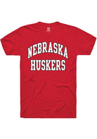 Nebraska Cornhuskers Red Arch Stack Short Sleeve T-Shirt