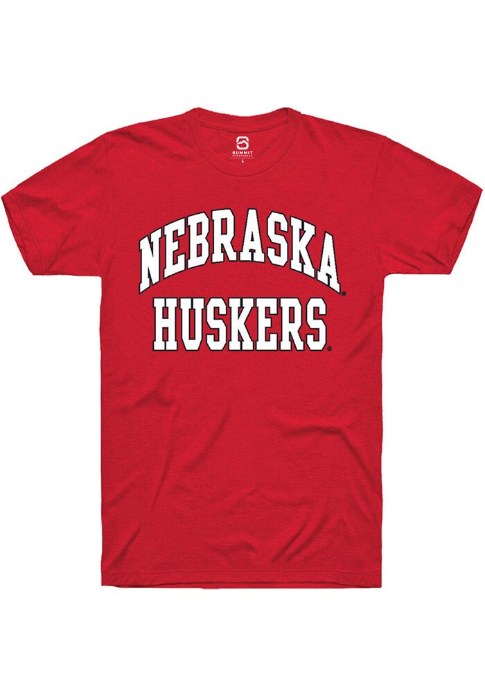 Nebraska Cornhuskers Red Arch Stack Short Sleeve T-Shirt