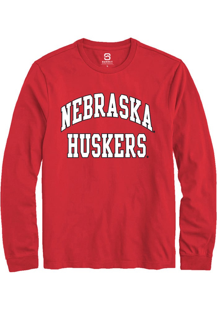 Nebraska Cornhuskers Red Arch Stack Long Sleeve T-Shirt