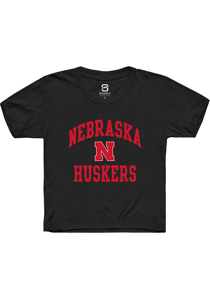 Nebraska Cornhuskers Youth Black Number 1 Neutral Short Sleeve T-Shirt