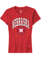 Nebraska Cornhuskers Womens Red Arch Seal Short Sleeve T-Shirt