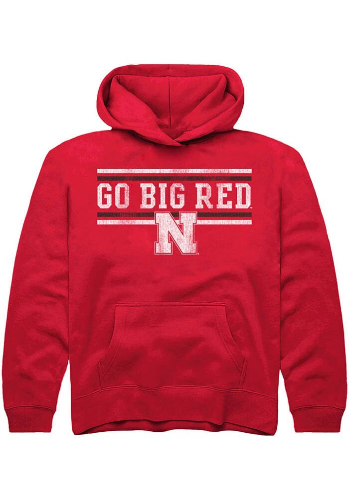 Nebraska Cornhuskers Youth Red Chant Bars Long Sleeve Hoodie