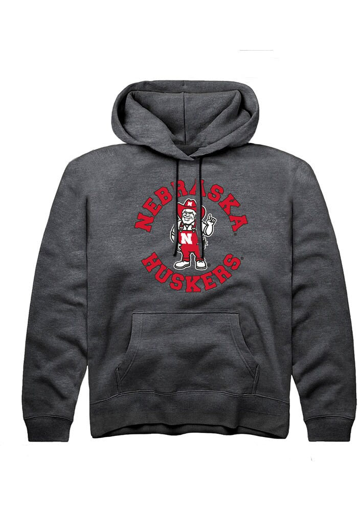 Nebraska Cornhuskers Youth Charcoal Circle Long Sleeve Hoodie