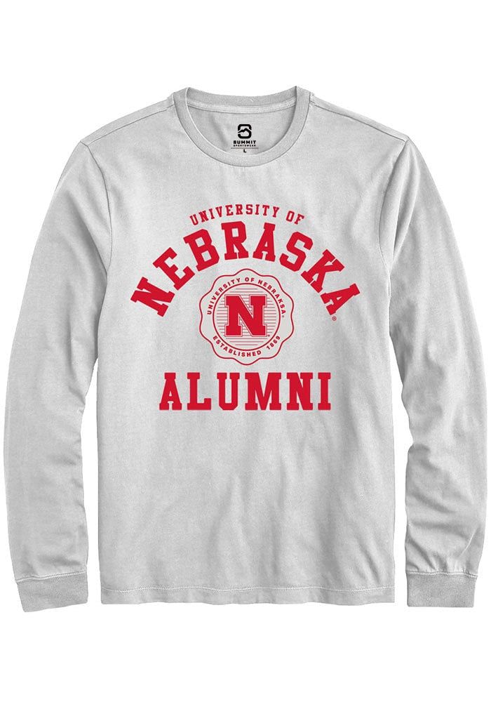 Nebraska Cornhuskers White Alumni Arch Long Sleeve T-Shirt