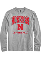 Nebraska Cornhuskers Grey Baseball Long Sleeve T-Shirt