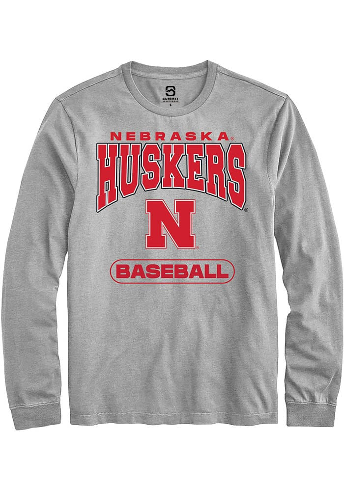 Nebraska Cornhuskers Grey Baseball Long Sleeve T-Shirt