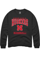 Nebraska Cornhuskers Mens Black Baseball Long Sleeve Crew Sweatshirt