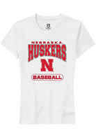 Nebraska Cornhuskers Womens White Baseball Short Sleeve T-Shirt