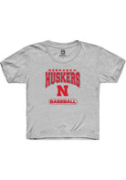 Nebraska Cornhuskers Youth Grey Baseball Short Sleeve T-Shirt