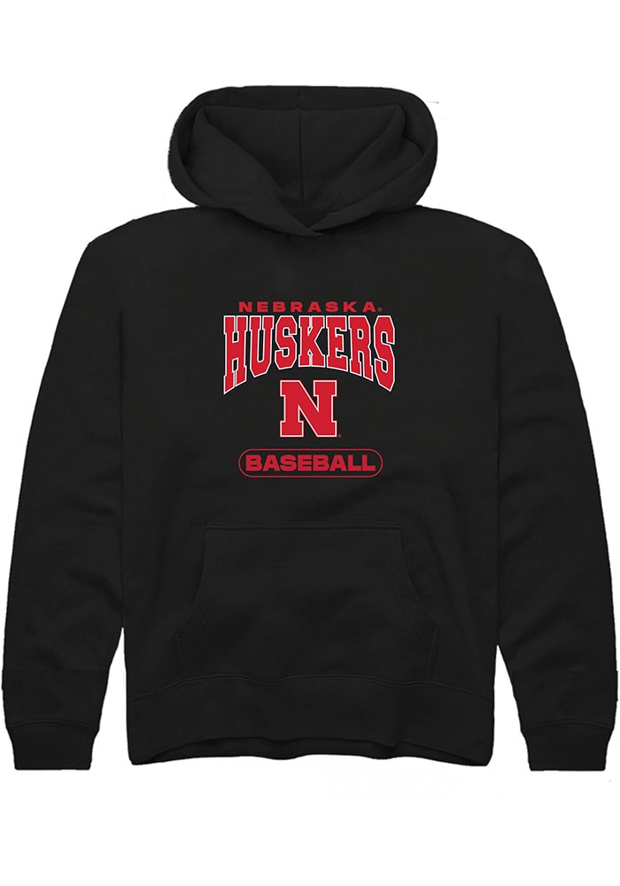Nebraska Cornhuskers Youth Black Baseball Long Sleeve Hoodie