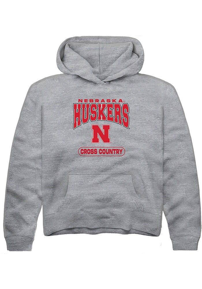 Nebraska Cornhuskers Youth Grey Cross Country Long Sleeve Hoodie