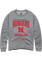 Nebraska Cornhuskers Mens Grey Golf Long Sleeve Crew Sweatshirt