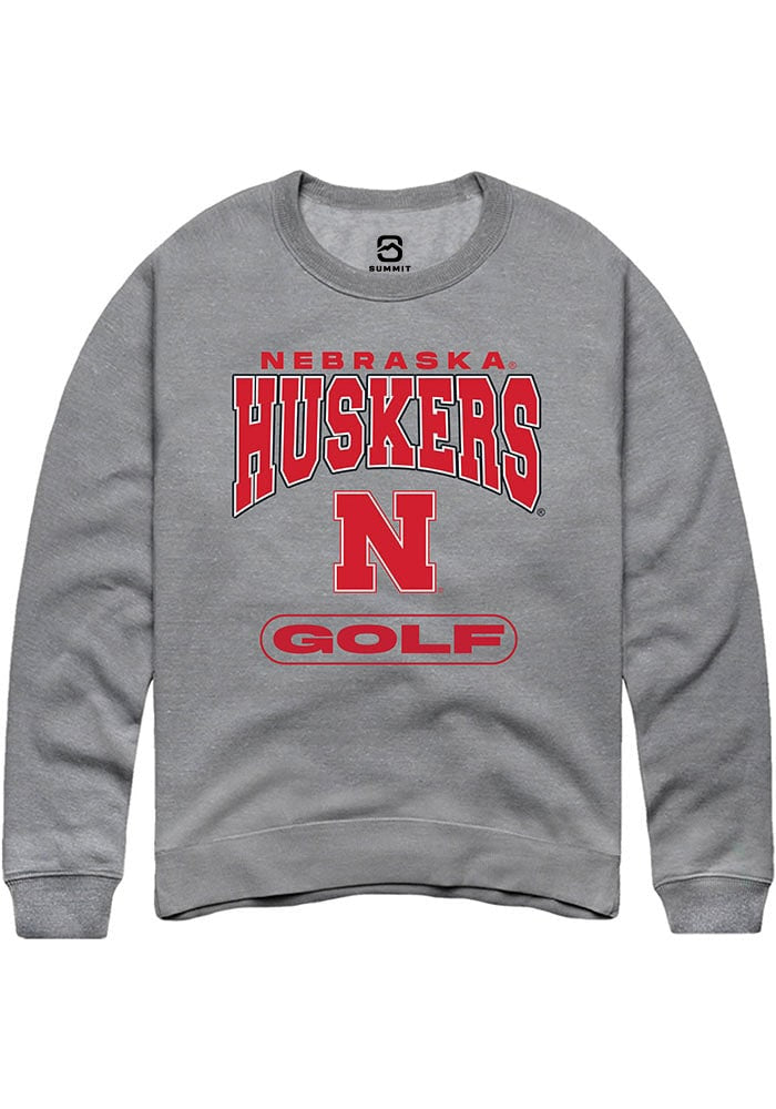 Nebraska Cornhuskers Mens Grey Golf Long Sleeve Crew Sweatshirt