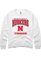 Nebraska Cornhuskers Mens White Tennis Long Sleeve Crew Sweatshirt