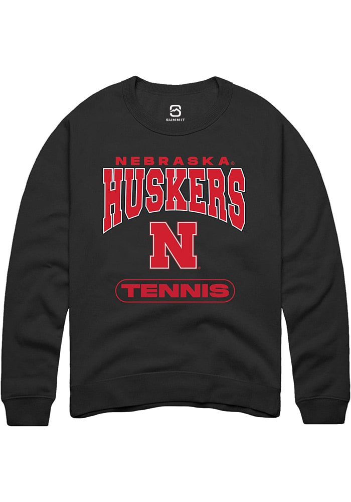 Nebraska Cornhuskers Mens Black Tennis Long Sleeve Crew Sweatshirt