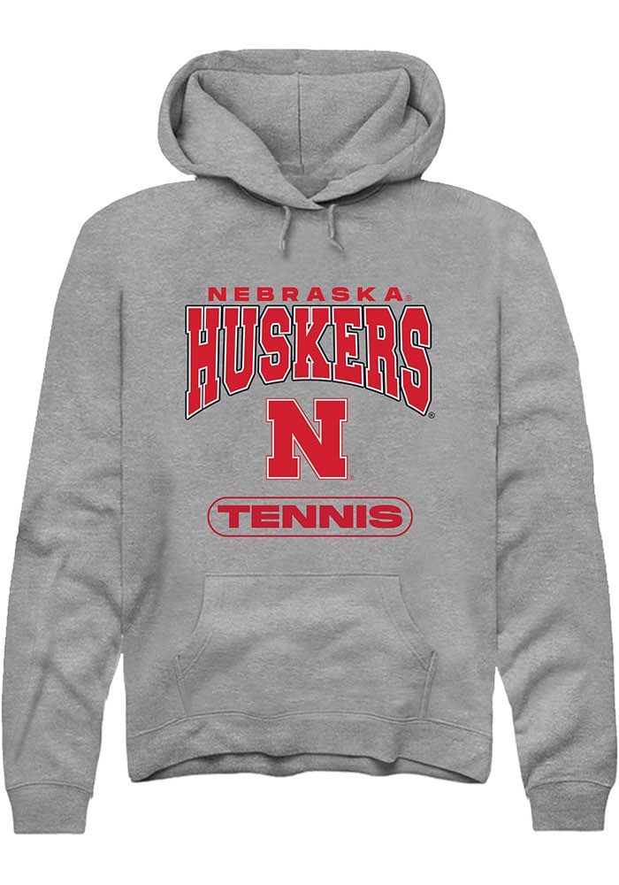 Nebraska Cornhuskers Mens Grey Tennis Long Sleeve Hoodie