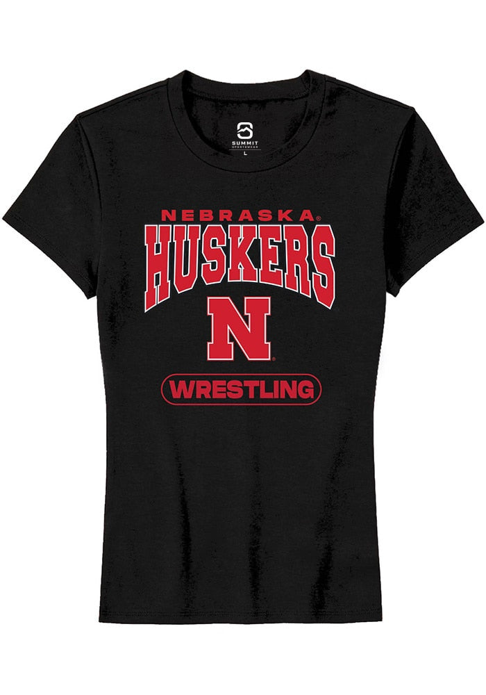 Nebraska Cornhuskers Womens Black Wrestling Short Sleeve T-Shirt