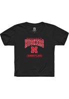 Nebraska Cornhuskers Youth Black Wrestling Short Sleeve T-Shirt
