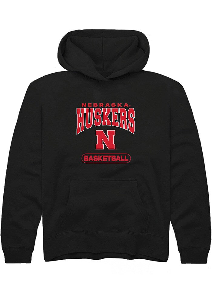 Nebraska Cornhuskers Youth Black Basketball Long Sleeve Hoodie
