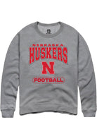 Nebraska Cornhuskers Mens Grey Football Long Sleeve Crew Sweatshirt