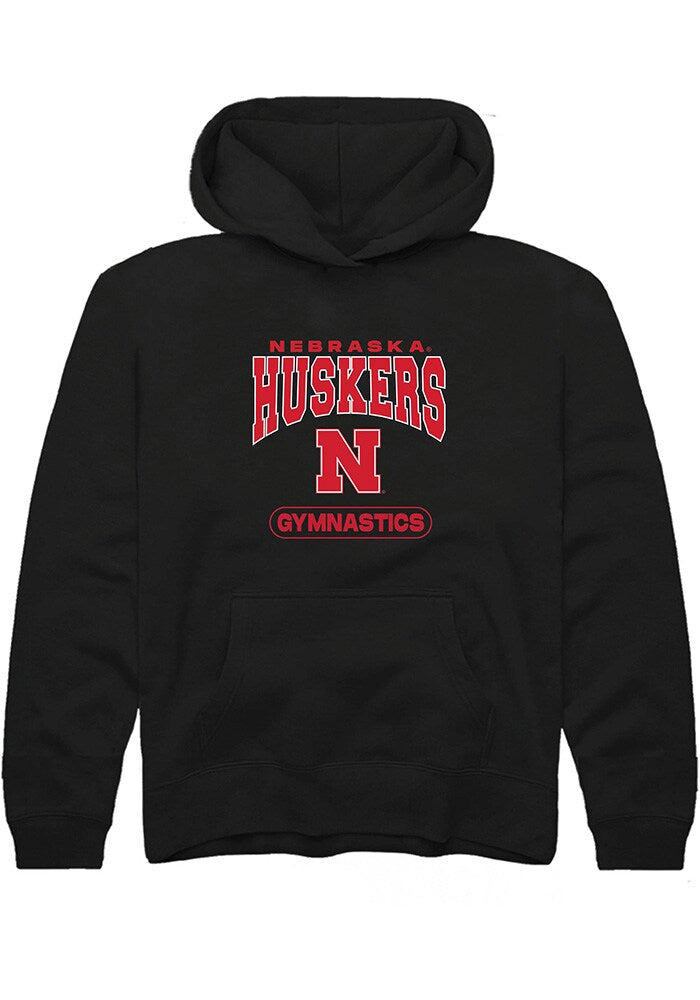Nebraska Cornhuskers Youth Black Gymnastics Long Sleeve Hoodie