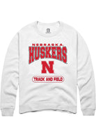 Nebraska Cornhuskers Mens White Track and Field Long Sleeve Crew Sweatshirt