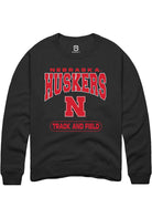 Nebraska Cornhuskers Mens Black Track and Field Long Sleeve Crew Sweatshirt