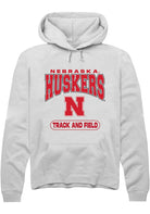 Nebraska Cornhuskers Mens White Track and Field Long Sleeve Hoodie