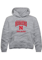 Nebraska Cornhuskers Youth Grey Track and Field Long Sleeve Hoodie