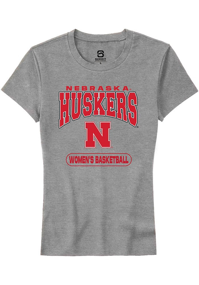 Nebraska Cornhuskers Womens Grey Womens Basketball Short Sleeve T-Shirt