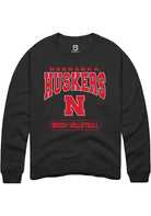 Nebraska Cornhuskers Mens Black Beach Volleyball Long Sleeve Crew Sweatshirt