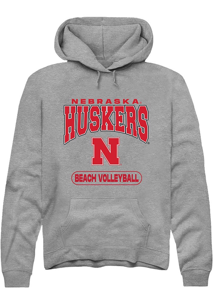Nebraska Cornhuskers Mens Grey Beach Volleyball Long Sleeve Hoodie