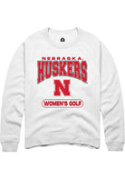 Nebraska Cornhuskers Mens White Womens Golf Long Sleeve Crew Sweatshirt