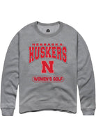 Nebraska Cornhuskers Mens Grey Womens Golf Long Sleeve Crew Sweatshirt