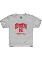 Nebraska Cornhuskers Youth Grey Womens Golf Short Sleeve T-Shirt